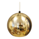 Danish ball lamp from the 80s, in gold colored lacquer.