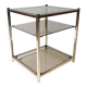 vintage coffee table design 1960s 1970s in gold metal and smoked glass