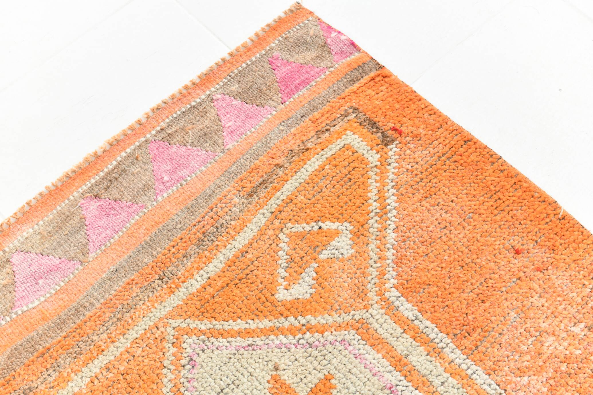 3x13 Pale Orange Vintage Runner Rug, 94x381Cm