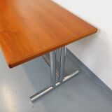 Vintage walnut and chrome metal desk from the 1970s.