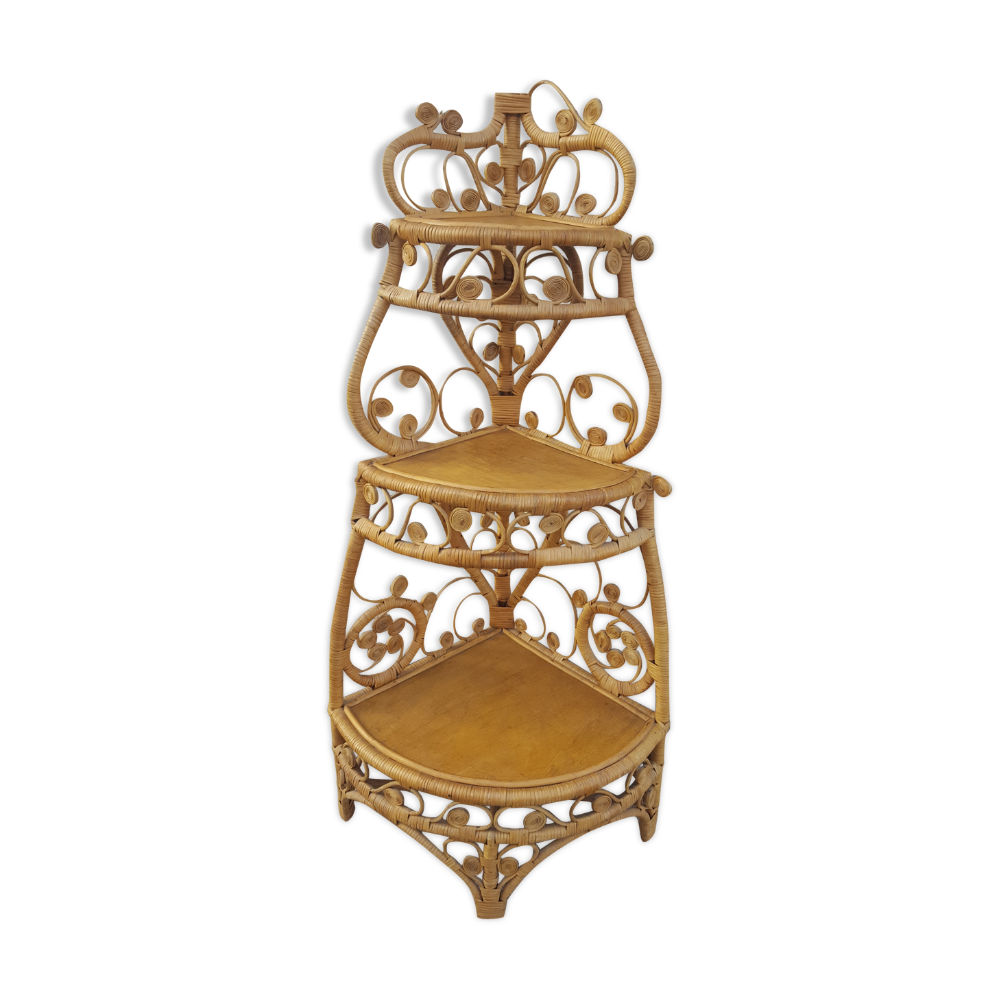 Vintage rattan notch shelf