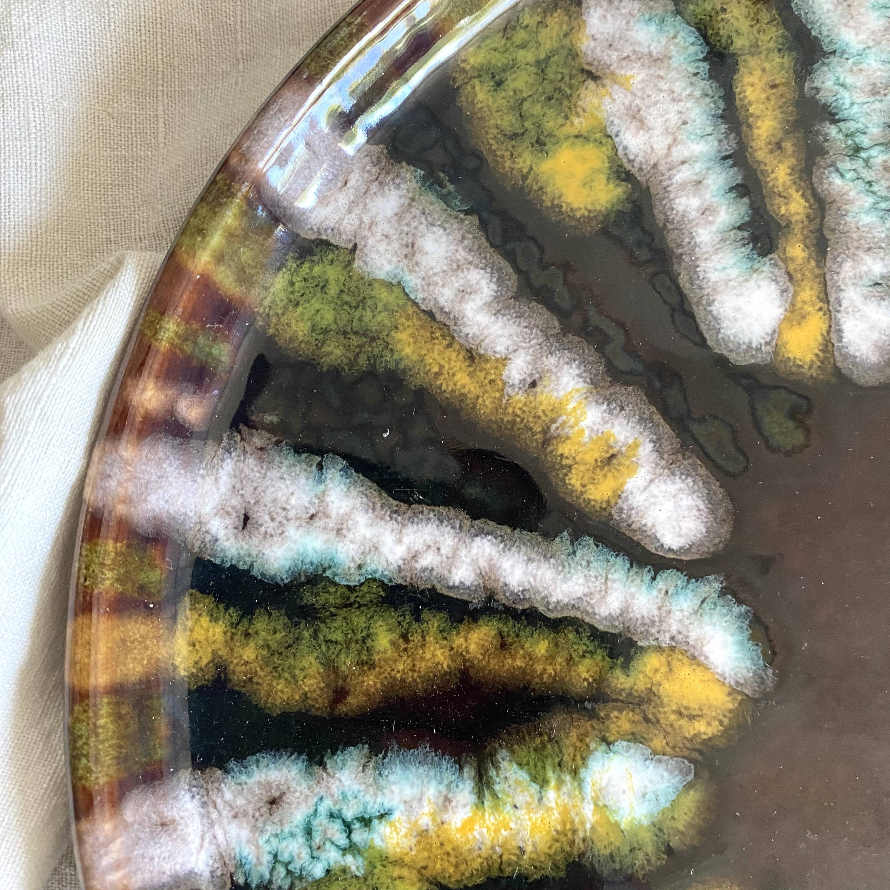 Vintage round dishes from the Saint Jean de Bretagne earthenware factory