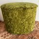 Green velvet storage pouffe from the 1960s.