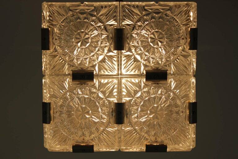 Ensemble de quatre pendentifs/lustres en verre, Tchécoslovaquie, années 1970