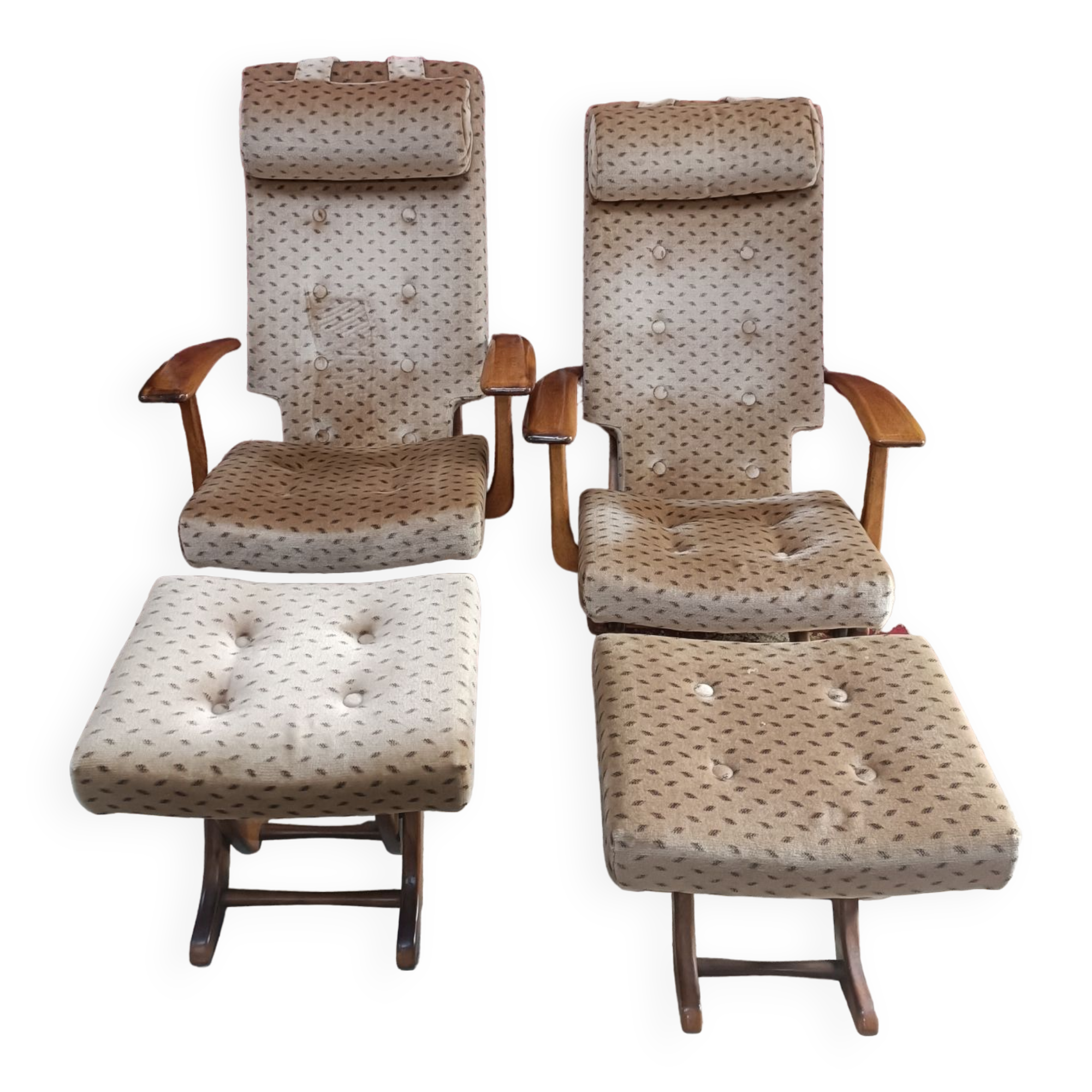 Pair of armchairs with ottomans, Polyconfort from Poly X, France