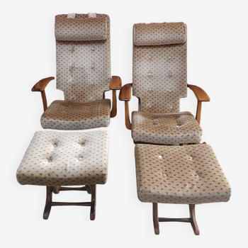 Pair of armchairs with ottomans, Polyconfort from Poly X, France