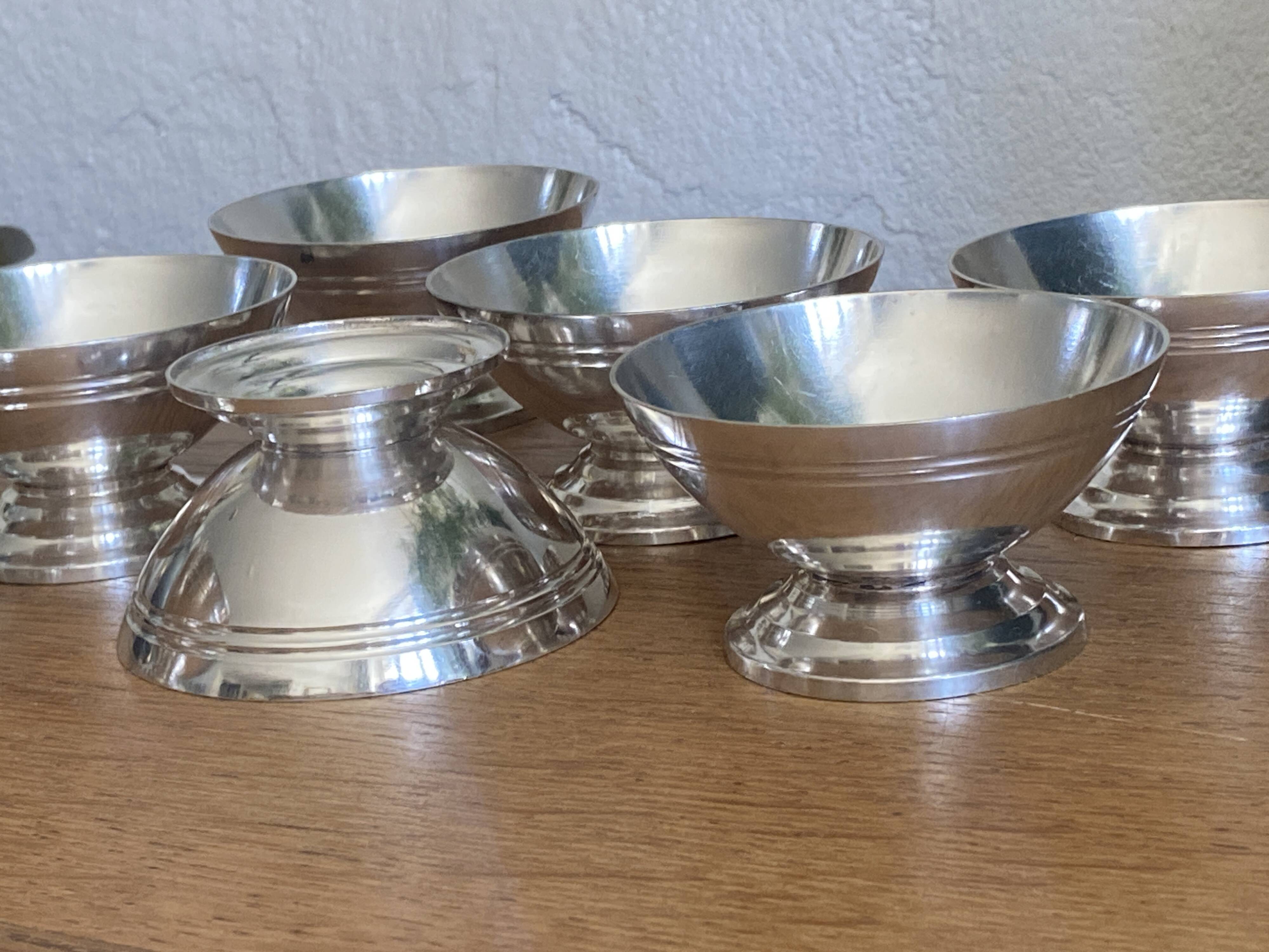 7 silver metal ice cream cups