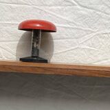 Wall-mounted coat rack with 3 hooks, vintage 1960s red lacquered metal.