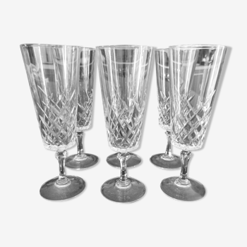 Set of 6 crystal champagne flutes