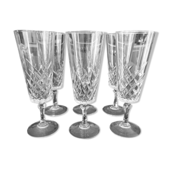 Set of 6 crystal champagne flutes
