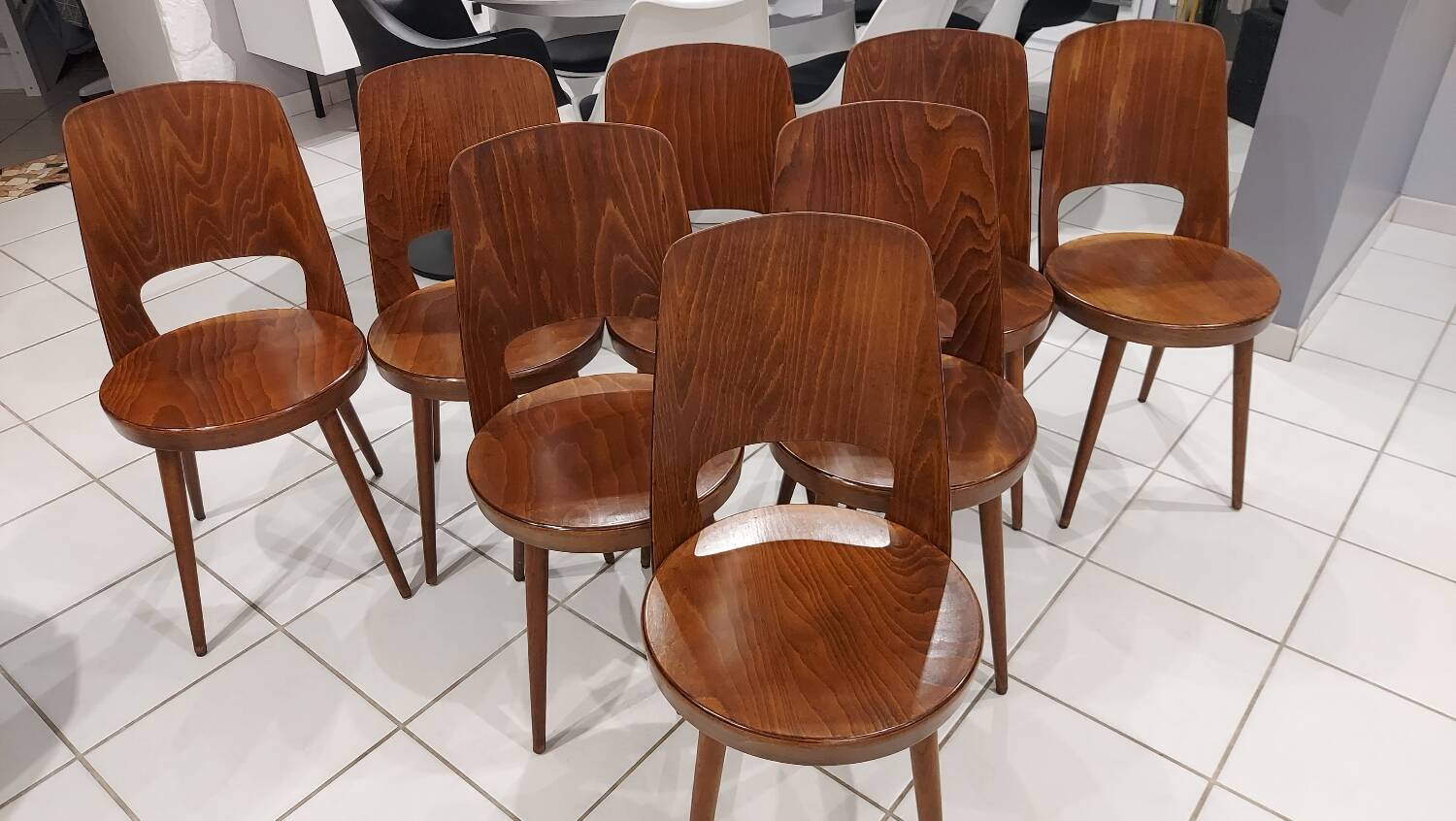 Set of 8 Baumann Bistrot chairs, Mondor model, vintage 1970s