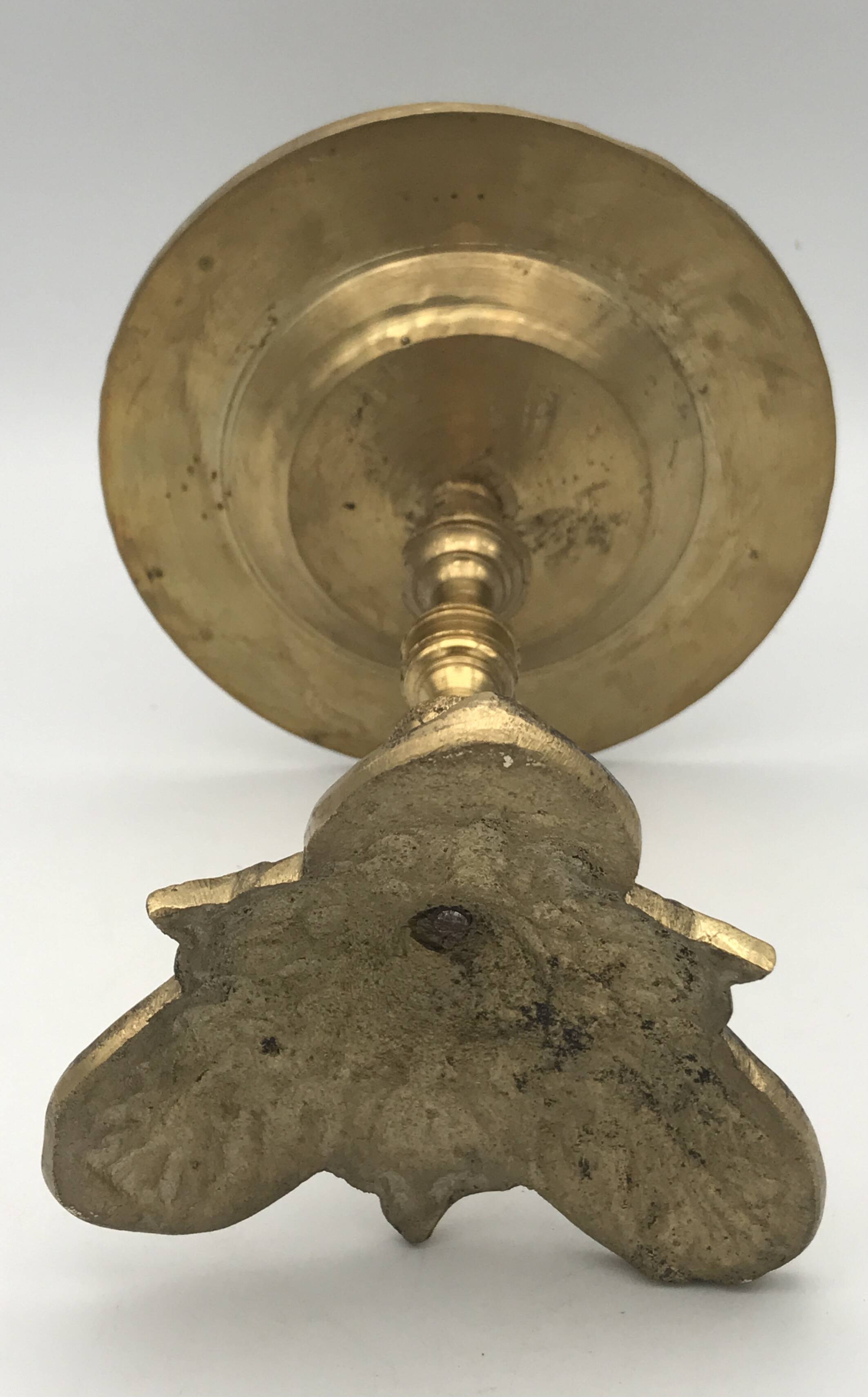 Cendrier sur pied en laiton massif vintage décor signes du zodiaque