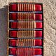 Art Deco knife rests (x6) – Red and gold glass, geometric