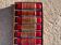 Art Deco knife rests (x6) – Red and gold glass, geometric