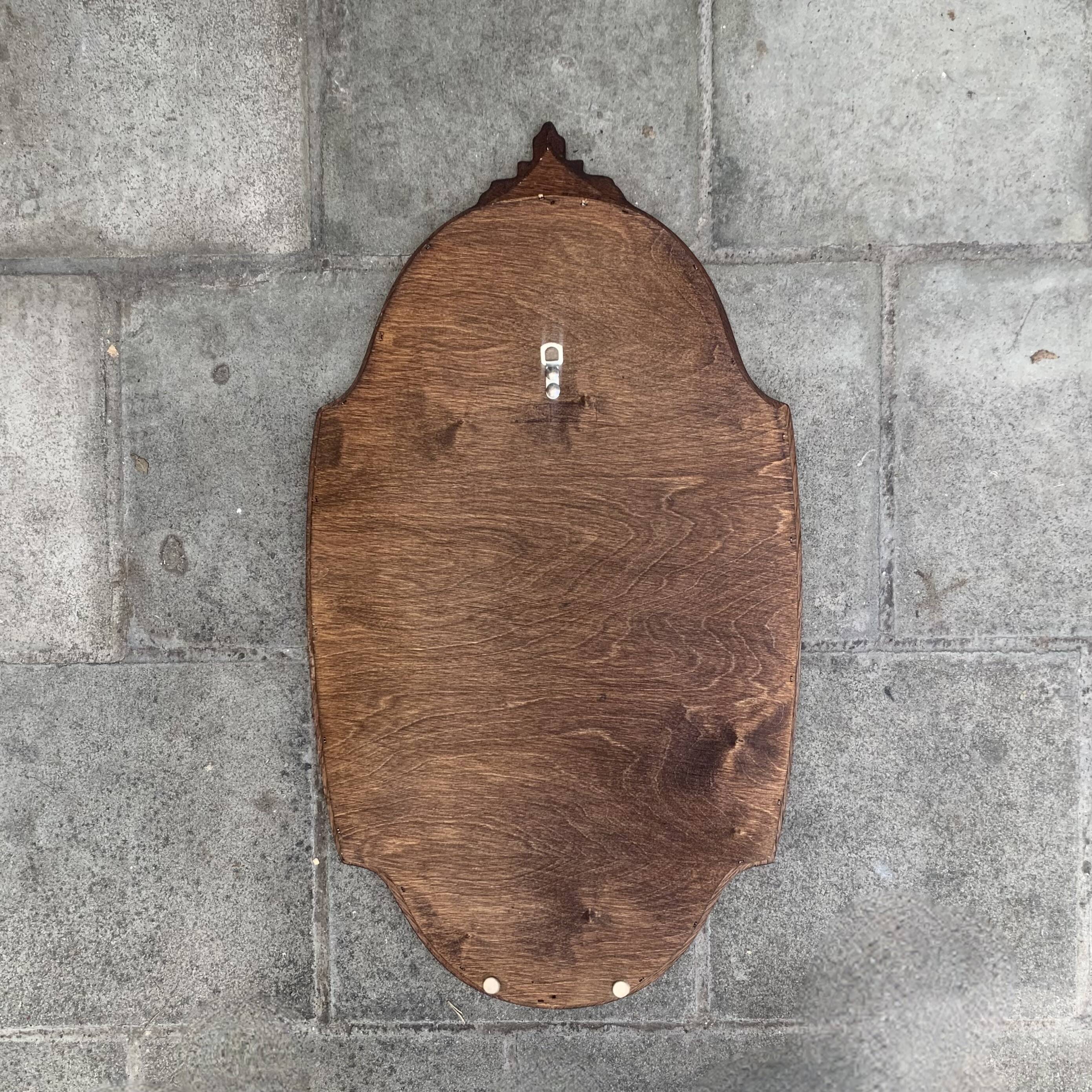 Old carved wooden mirror - 70 cm