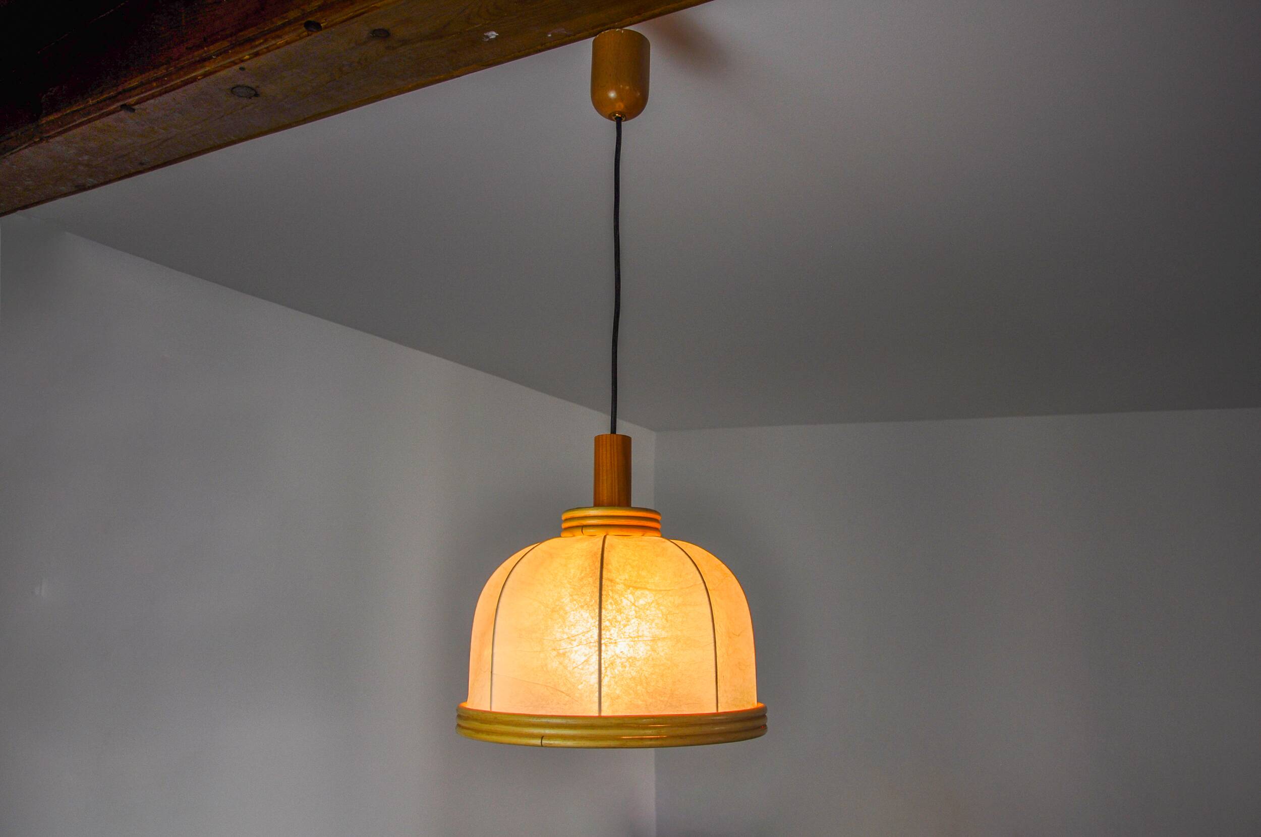 "Cocoon" suspension, resin and pine, Italy, 1970