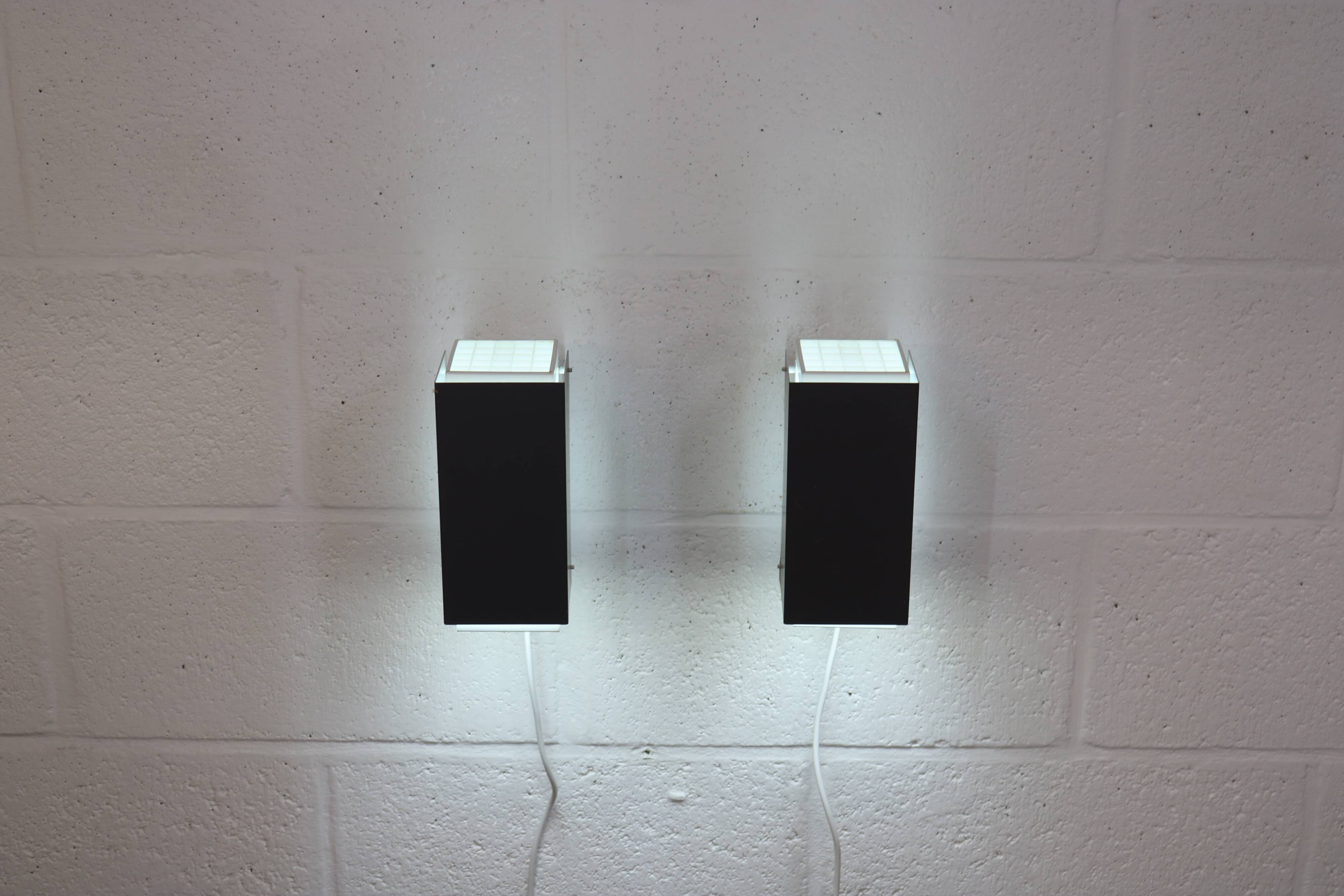 Pair of grey and white wall sconces by Preben Dahl for H. F. Belysning, 1960s