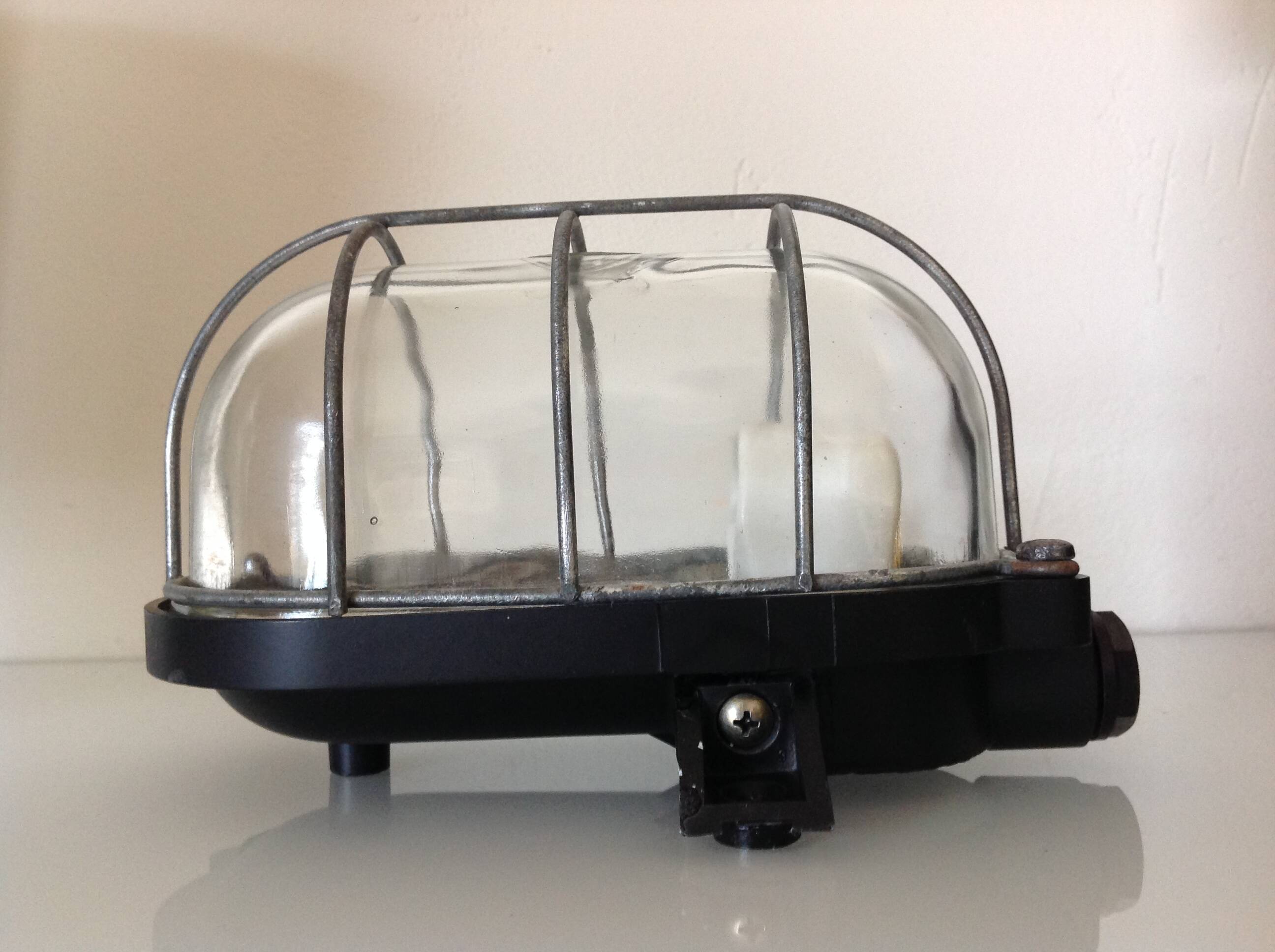 Industrial style porthole wall light / vintage 60s-70s