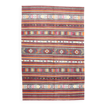 6x8 Area Kilim Rug,Turkish Wool Rug,Antique Rug,169x257 Cm
