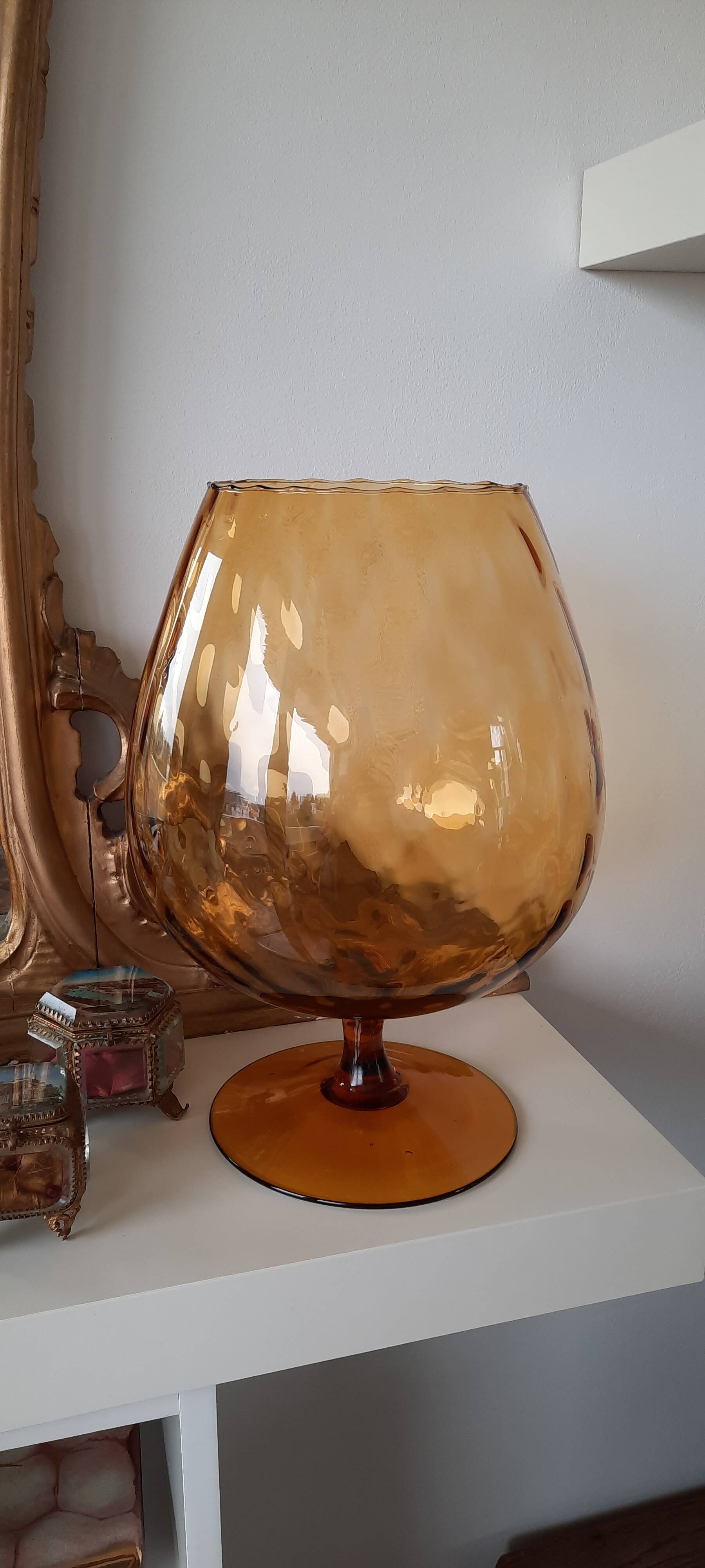 Vintage Empoli crystal vase bowl