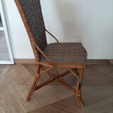 2 woven rattan garden chairs – sky blue net patterns – 1940s