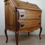 Louis XV Baroque scriban chest of drawers in solid wood, 20th century