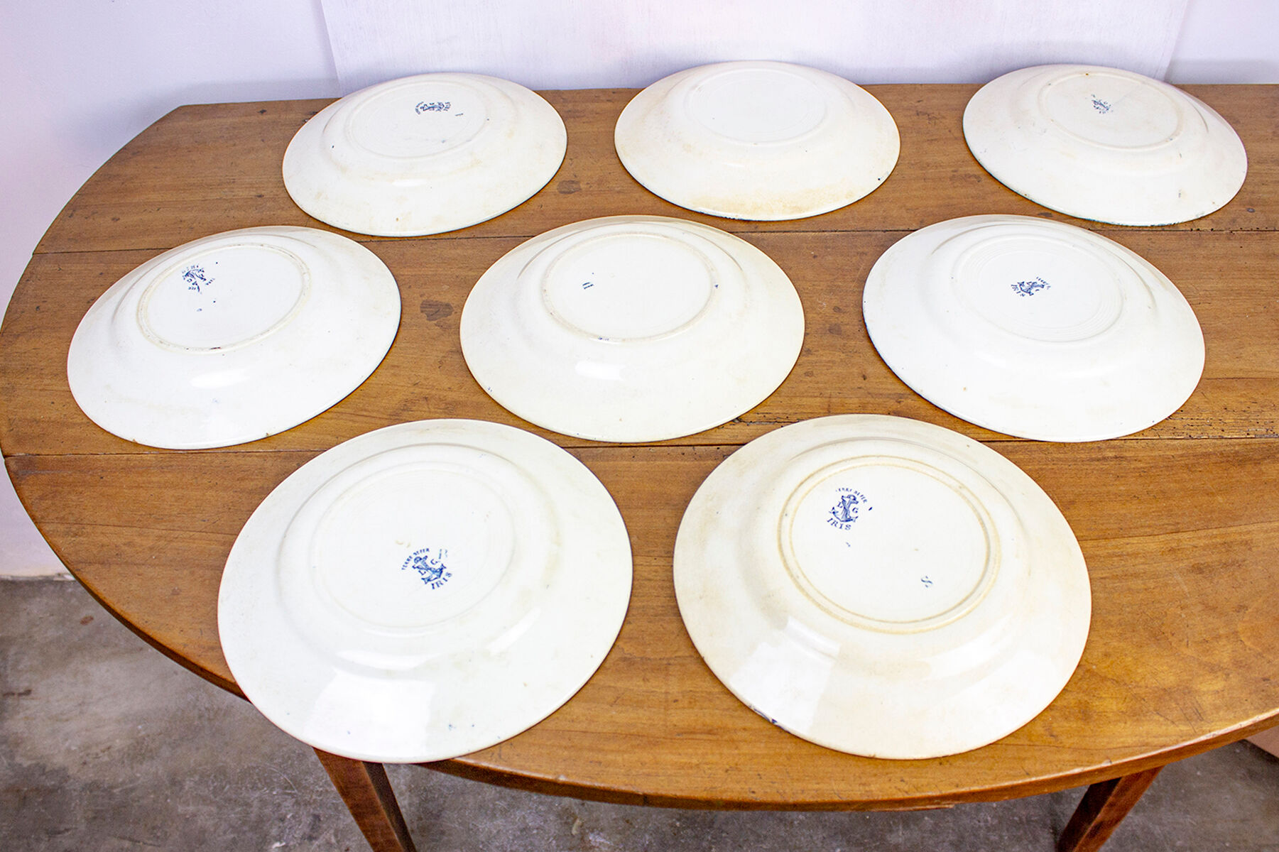 Lot de 8 assiettes plates terre de fer - modèles Iris - Léon Graves - Clairefontaine
