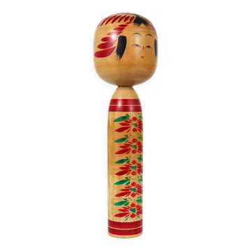 Decorative Togatta Kokeshi doll sculpture from northern Japan, hand-painted.