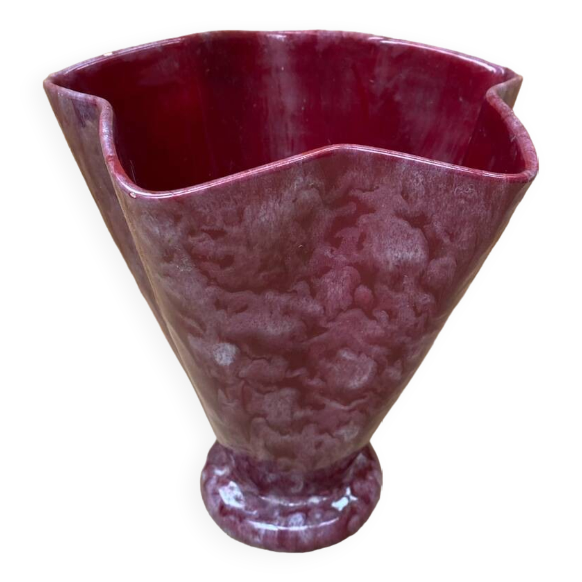 Antique Vase Corolle J. GUET Ceramic Pink Speckled Vintage