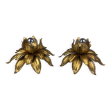 Paire de plafonniers florentins en laiton de style Hollywood Regency par Hans Kogl, années 1960