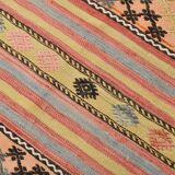 2x9 Green & Red Kilim Runner Rug, 80x287Cm