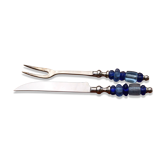 Vintage carving set knife and fork – handles made of blue glass beads