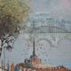 Ancien tableau Caroline Burnnet vue de Paris 1900