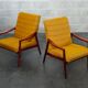 Pair of armchairs Jiri Jiroutek bouclette Yellow 1960