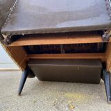 Vintage 50 faux leather reclining lounge chair with footrest