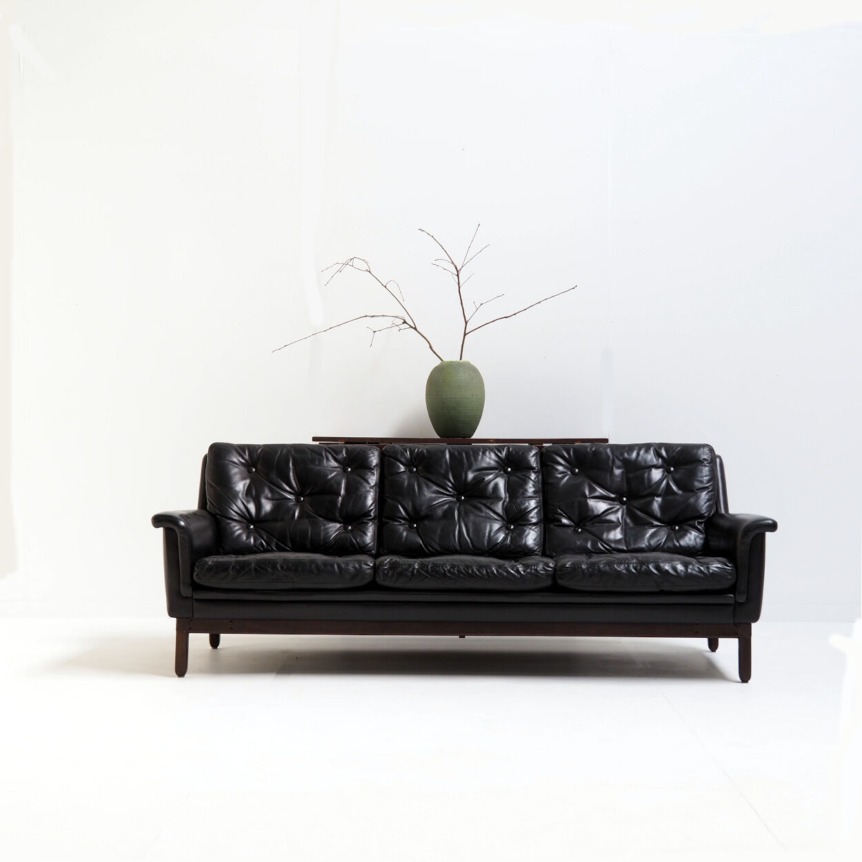 Black leather sofa