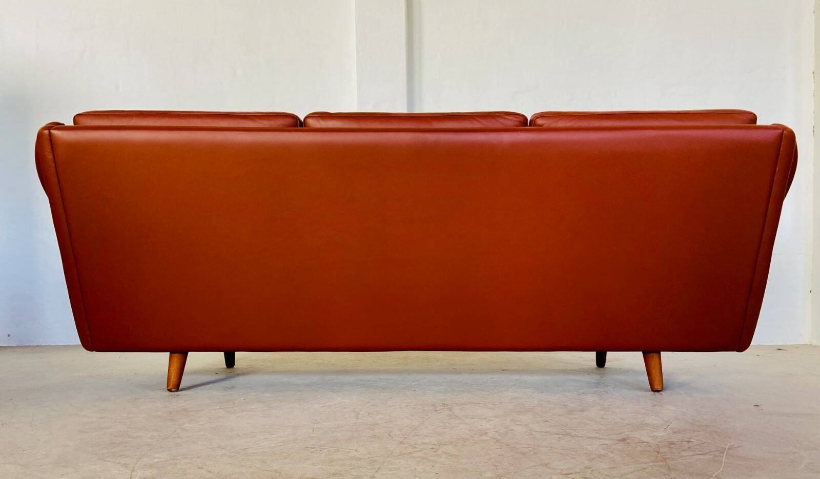 Vintage Danish mid-century Aage Christiansen (Matador) cognac leather sofa 60s