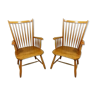 Set of 2 Scandinavian beech wooden arm chairs 1960’s