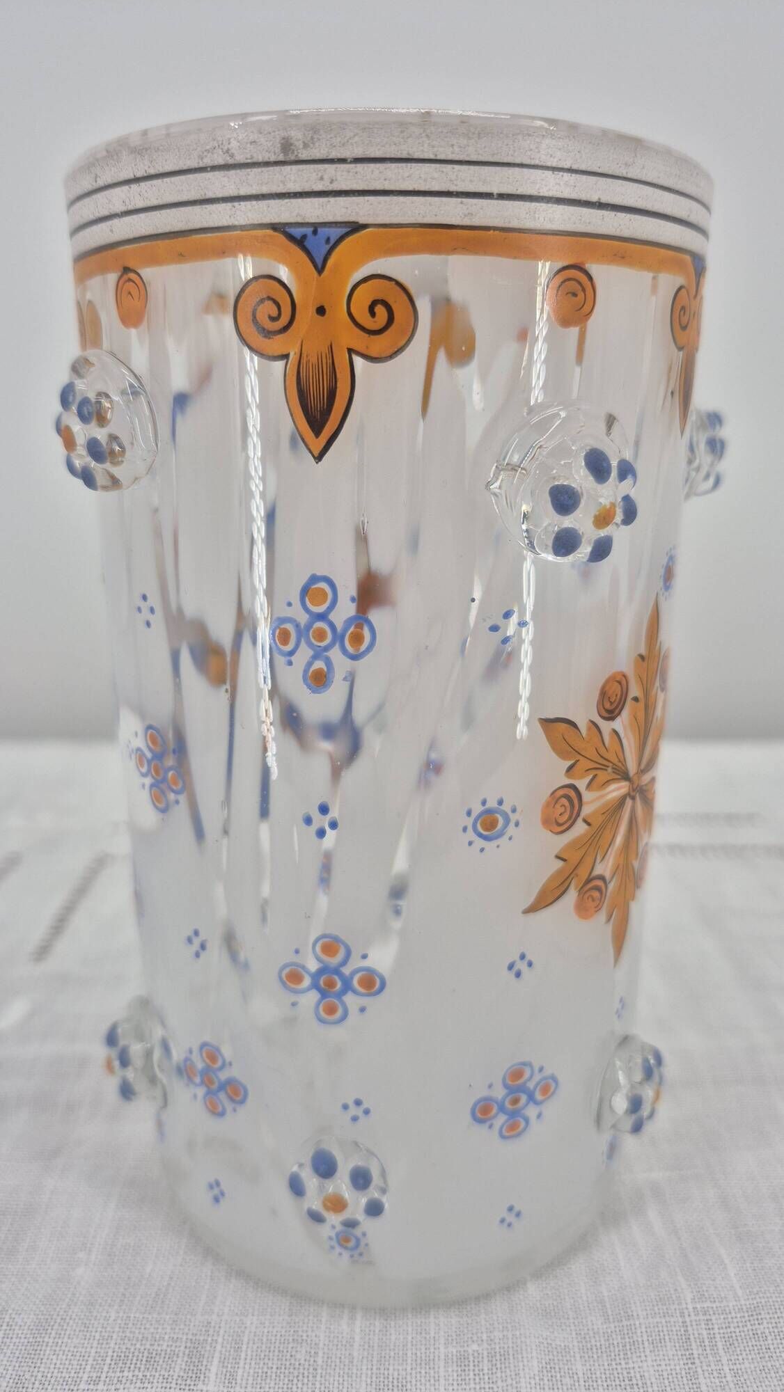 Small enamelled glass vase with armorial design in Historismus style from 19th century Bohemia.