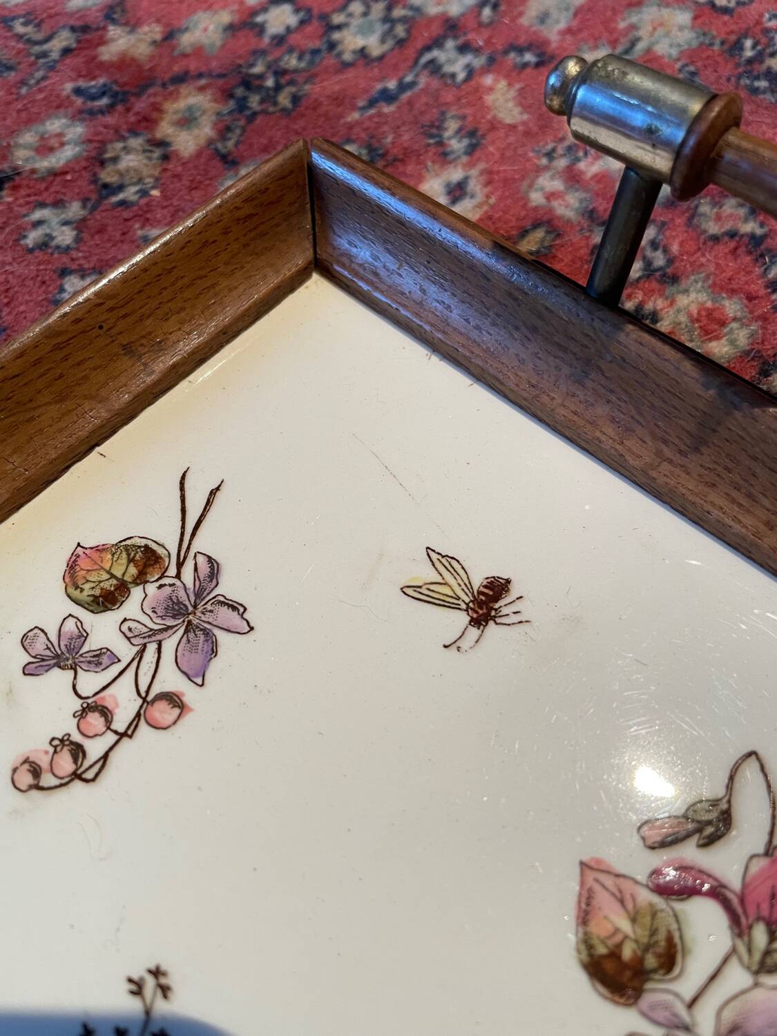 Old wood and ceramic tray 1900