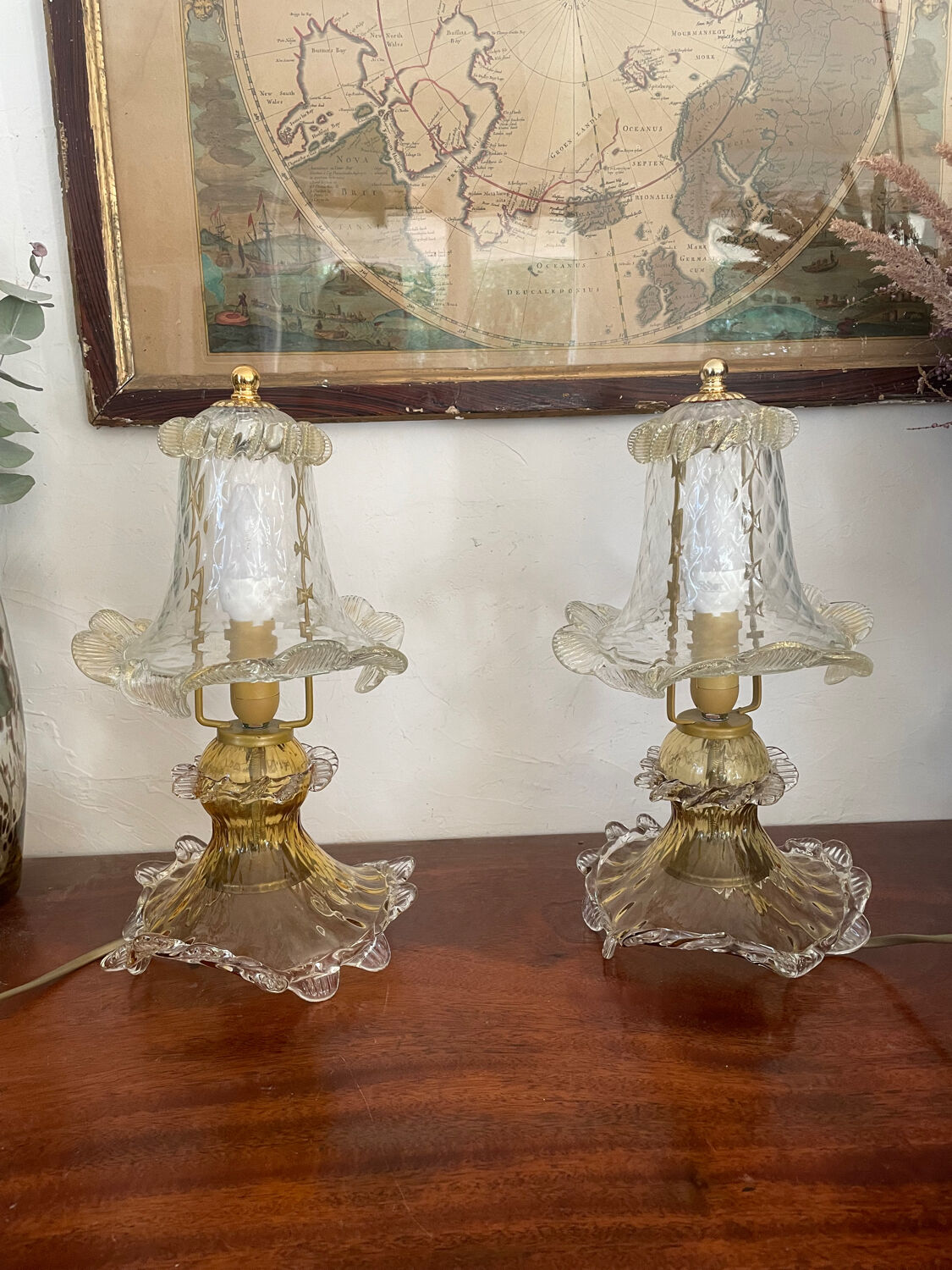 Pair of Murano glass lamps