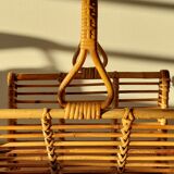 Porte-revues en rotin artisanal 1960.