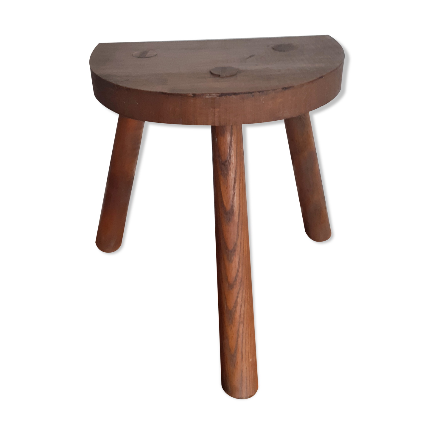 Vintage milking stool, wooden, tripod, 50s