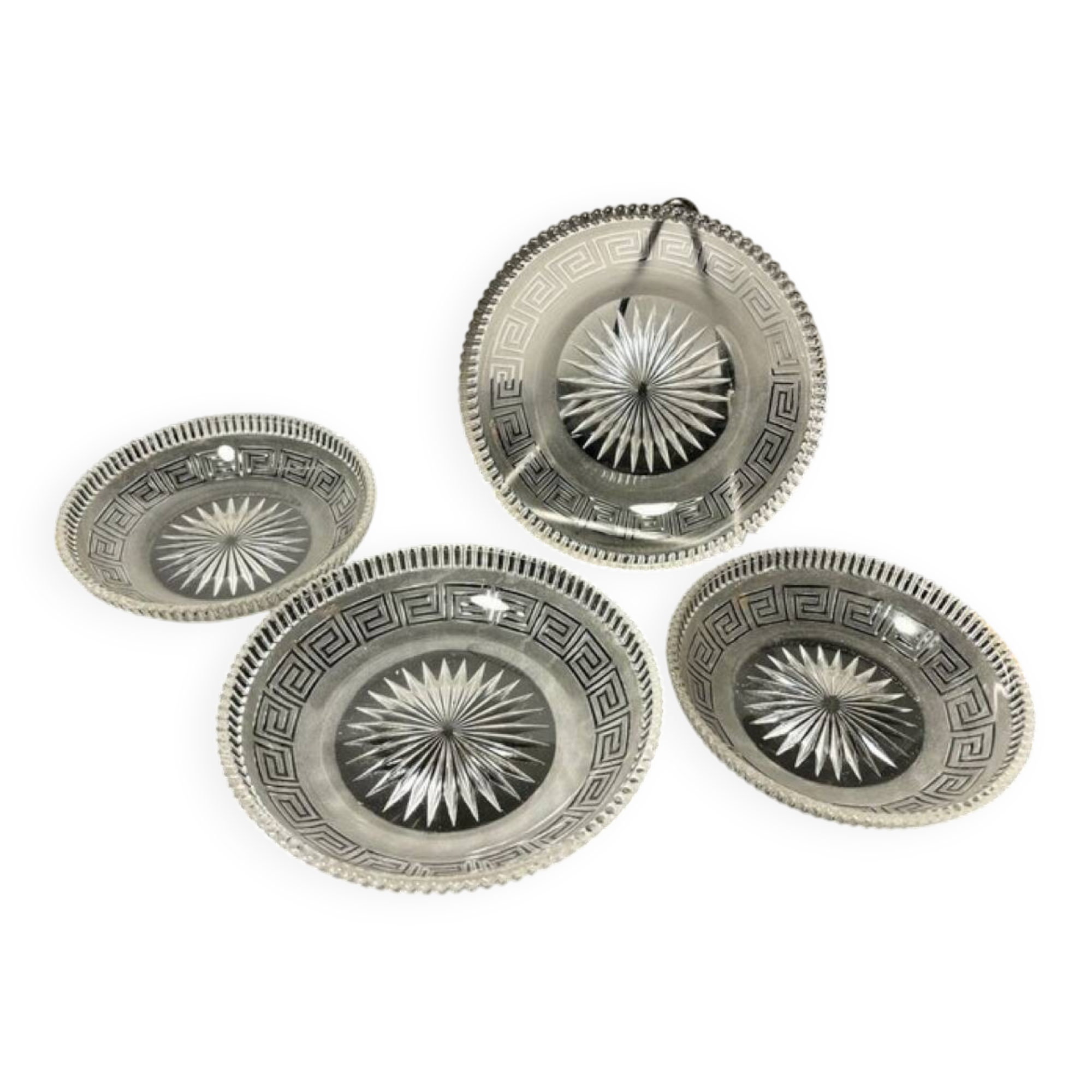 4 Baccarat plates in Greek key pattern 19th century