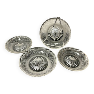 4 Baccarat plates in Greek key pattern 19th century