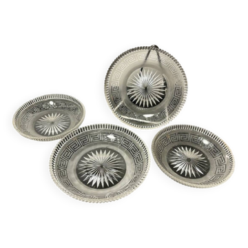 4 Baccarat plates in Greek key pattern 19th century