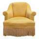 Vintage mustard yellow flocked velvet armchair