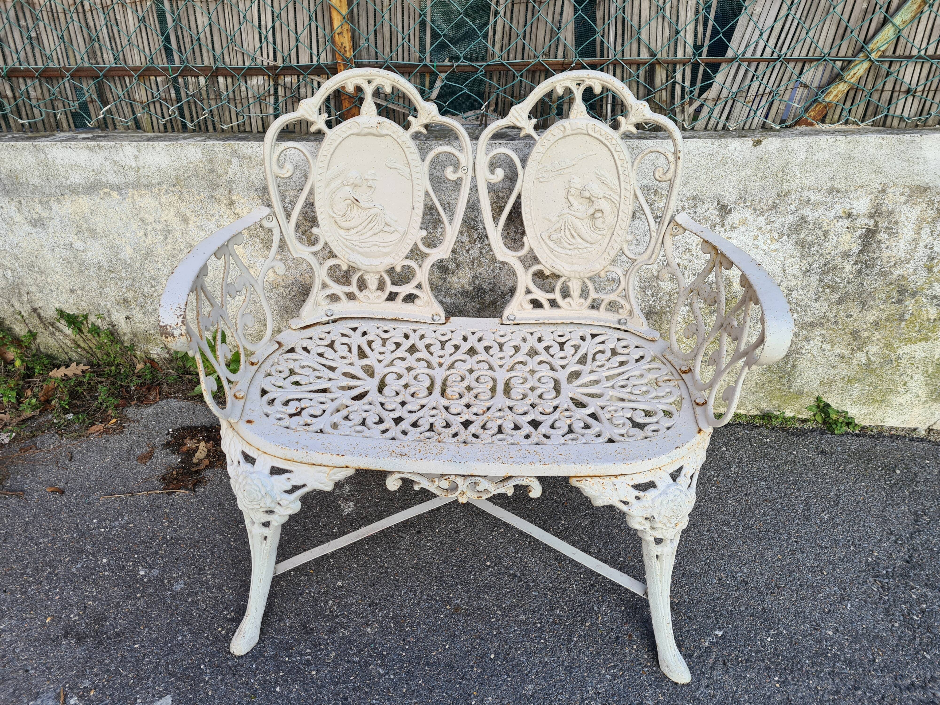 2-seater cast iron garden bench