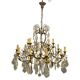 Large Florentine Tole Chandelier with Murano Glass Flowers, Italy, 195
