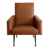 Fauteuil vintage années 50 skai marron